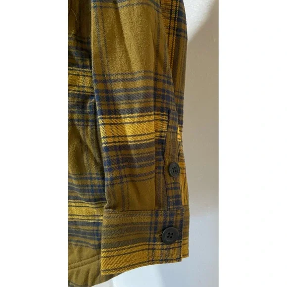 Eddie Bauer Men's Flannel Fleece Lined Shirt Jacket Yellow Plaid Outerwear Sz S - Picture 5 of 15